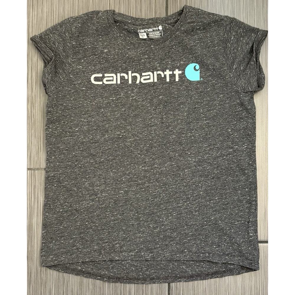 Carhartt Girls Gray Heathered Short Sleeve T-shirt Size Large (12)